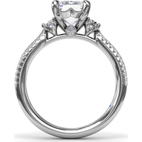 Emerald Cut Engagement Ring Setting with Split Shank Pavé Diamonds by Fana - 0.42 Carat Total Diamond Weight