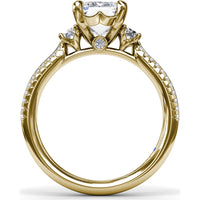 Emerald Cut Engagement Ring Setting with Split Shank Pavé Diamonds by Fana - 0.42 Carat Total Diamond Weight