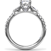 Emerald Cut Engagement Ring Setting with Tapered Baguette and Pavé Round Diamonds by Fana - 0.38 Carat Total Diamond Weight