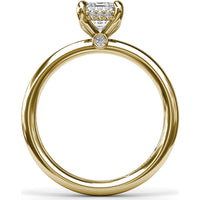 Emerald Cut Hidden Halo Diamond Engagement Ring Setting with Smooth Comfort Band by Fana