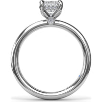 Emerald Cut Hidden Halo Diamond Engagement Ring Setting with Smooth Comfort Band by Fana