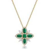 Emerald Diamond Starburst Necklace in 18K Yellow Gold by Charles Krypell