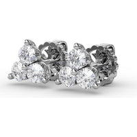 Empire Cluster Stud Earrings with Round Diamonds by Fana - 0.96 Carat Total Diamond Weight
