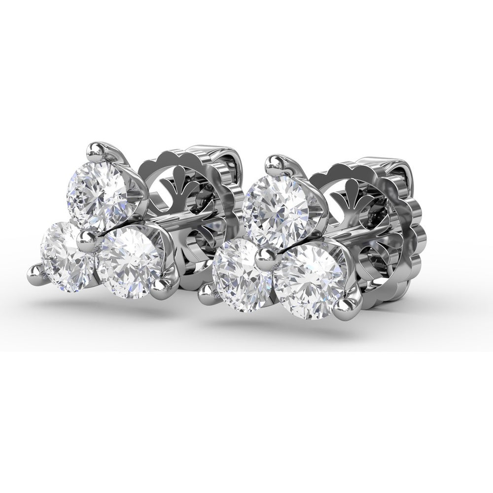 Empire Cluster Stud Earrings with Round Diamonds by Fana - 0.96 Carat Total Diamond Weight