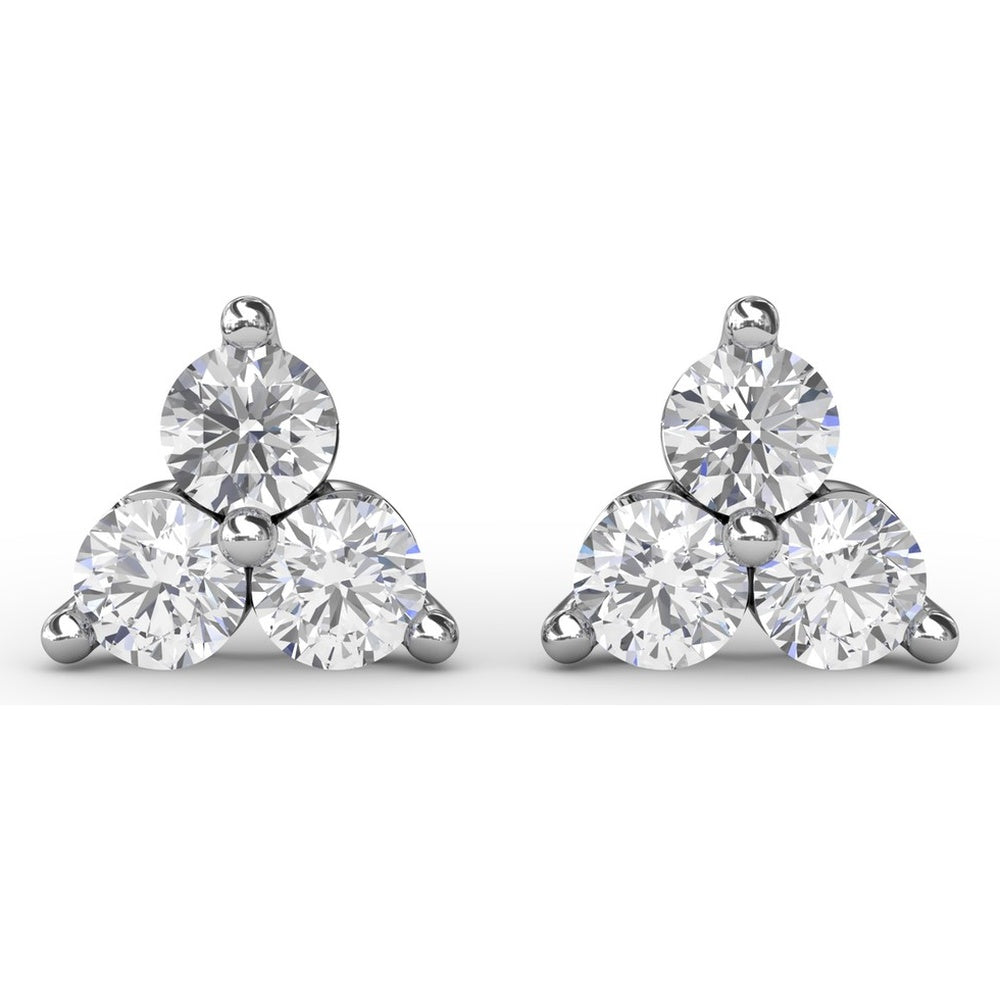Empire Cluster Stud Earrings with Round Diamonds by Fana - 0.96 Carat Total Diamond Weight