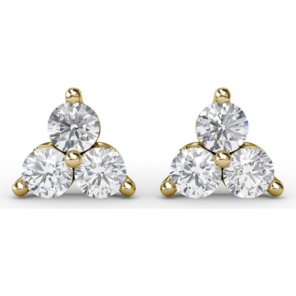 Empire Cluster Stud Earrings with Round Diamonds by Fana - 0.96 Carat Total Diamond Weight
