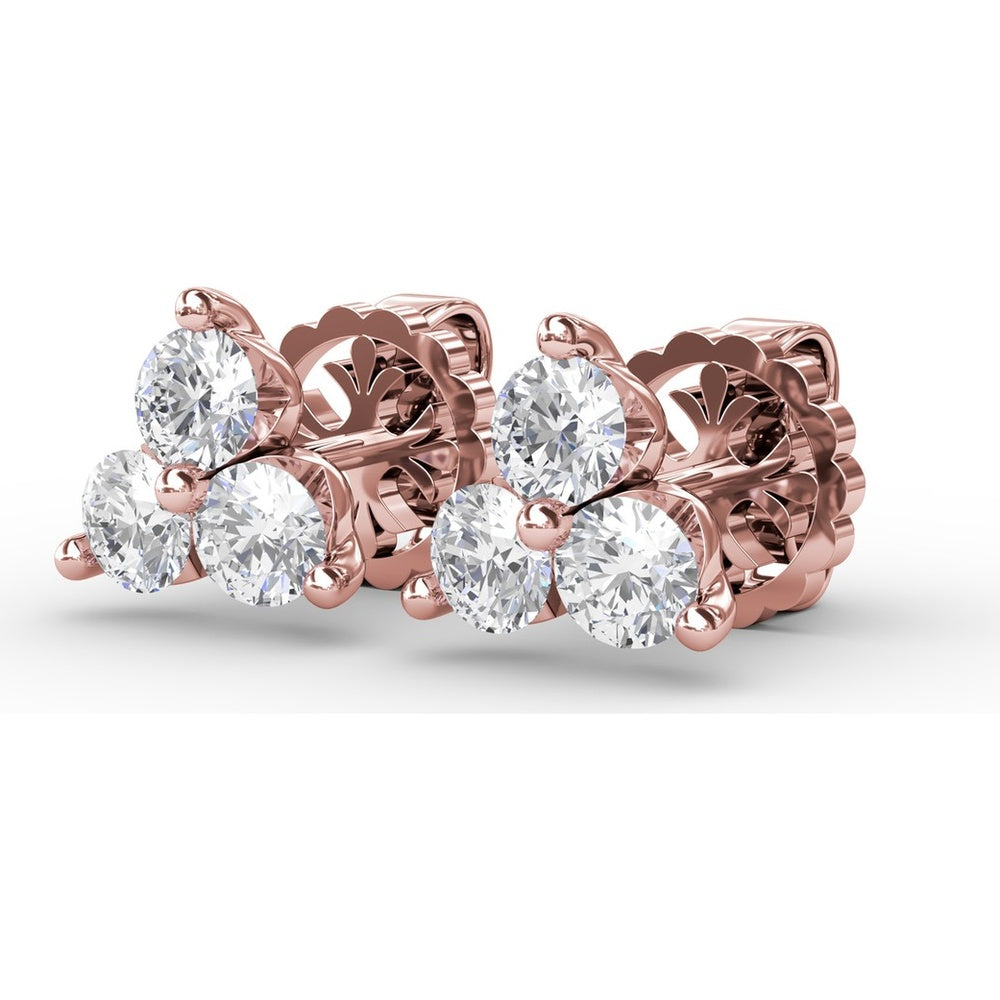 Empire Cluster Stud Earrings with Round Diamonds by Fana - 0.96 Carat Total Diamond Weight
