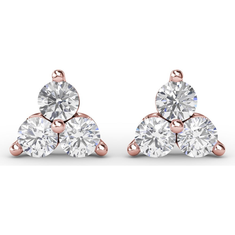 Empire Cluster Stud Earrings with Round Diamonds by Fana - 0.96 Carat Total Diamond Weight