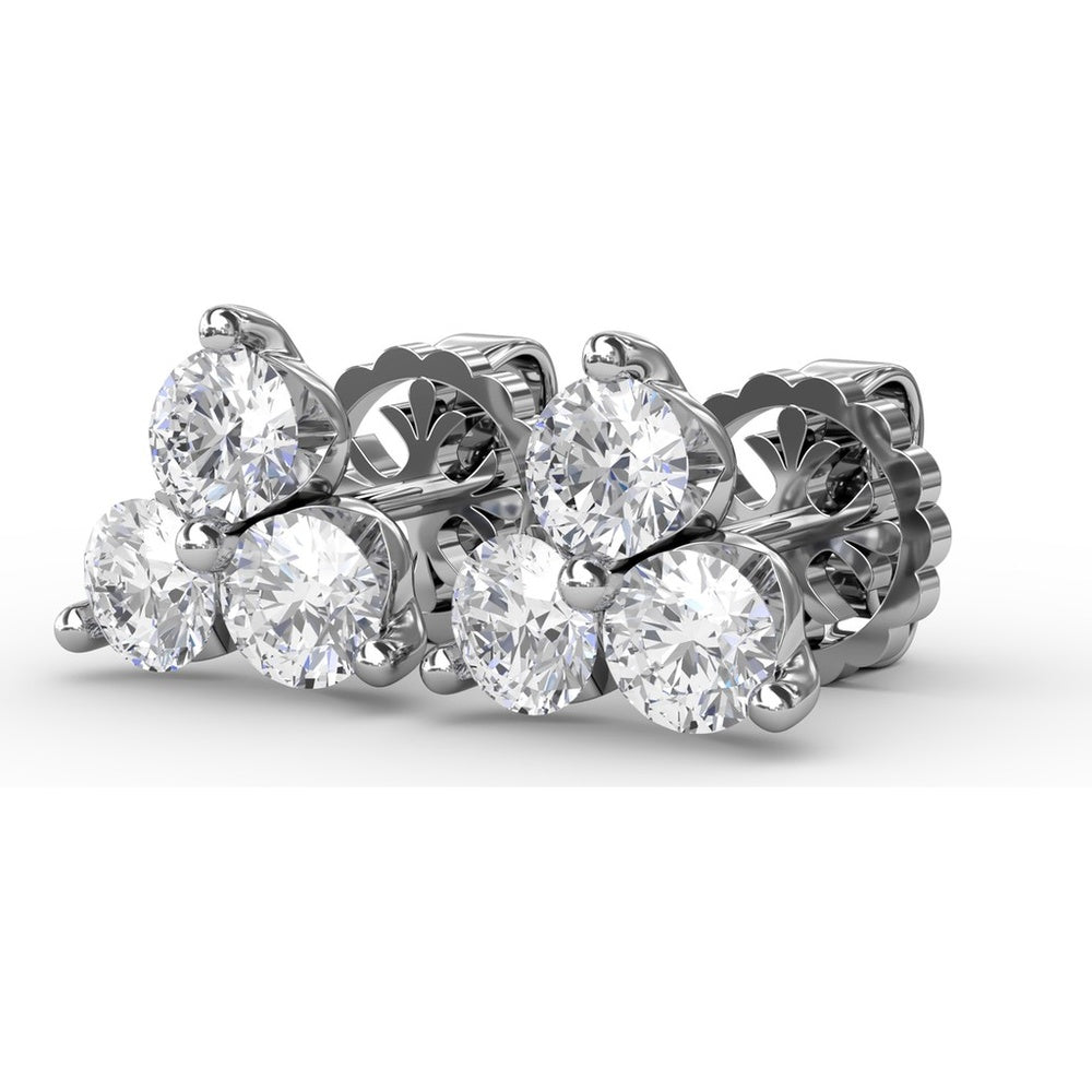 Empire Cluster Stud Earrings with Round Diamonds by Fana - 1.35 Carat Total Diamond Weight