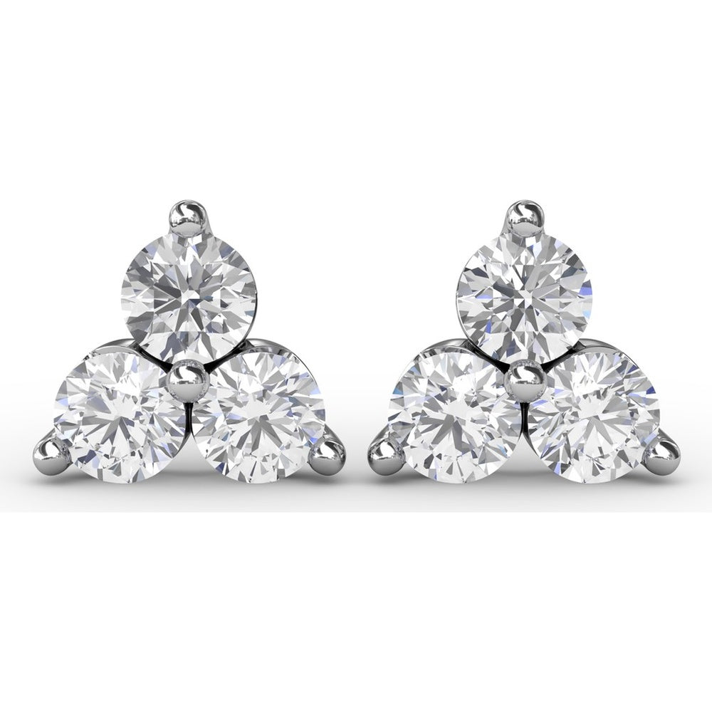 Empire Cluster Stud Earrings with Round Diamonds by Fana - 1.35 Carat Total Diamond Weight