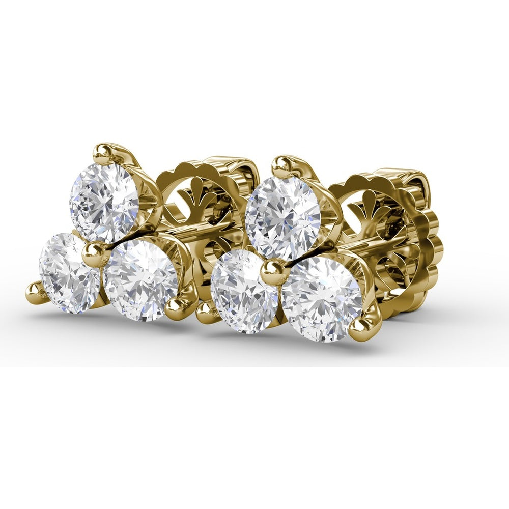 Empire Cluster Stud Earrings with Round Diamonds by Fana - 1.35 Carat Total Diamond Weight