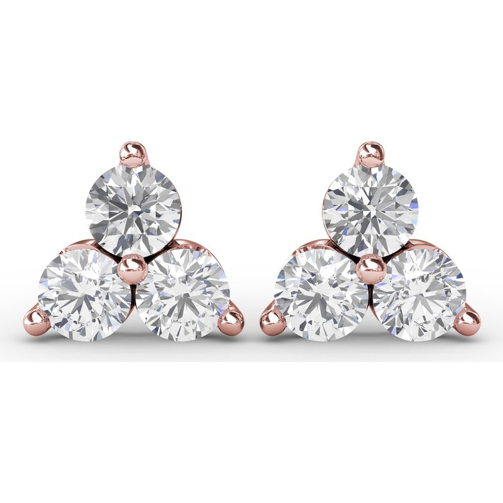 Empire Cluster Stud Earrings with Round Diamonds by Fana - 1.35 Carat Total Diamond Weight