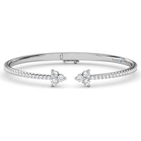 Empire Open Bangle with Pavé Set Round Diamonds and Floral Cluster Ends by Fana - 1.84 Carat Total Diamond Weight