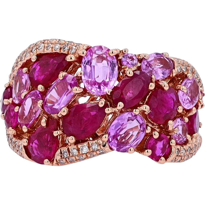 Enchanted 14K Rose Gold 4.80 Carat Pink Sapphire & Ruby Free Form Ring