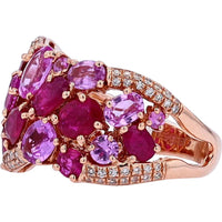 Enchanted 14K Rose Gold 4.80 Carat Pink Sapphire & Ruby Free Form Ring