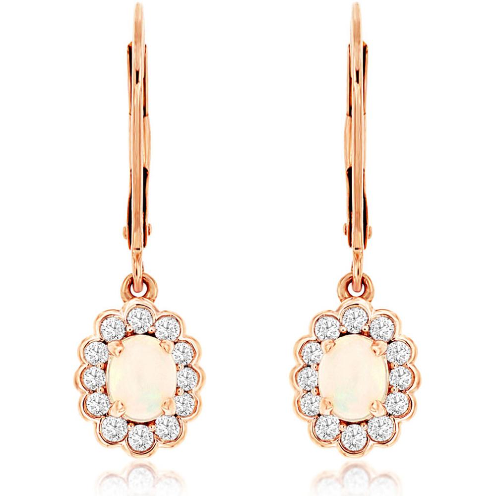 Enchanted 14K Rose Gold Opal & Diamond Earrings