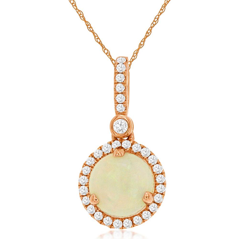 Enchanted 14K Rose Gold Opal & Diamond Pendant