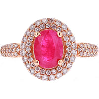 Enchanted 14K Rose Gold Oval Ruby Ring - 1.50 Carat Ruby, 0.52 Carat Diamond