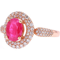 Enchanted 14K Rose Gold Oval Ruby Ring - 1.50 Carat Ruby, 0.52 Carat Diamond
