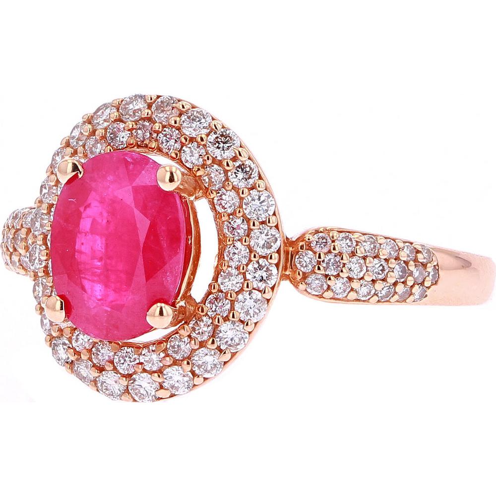 Enchanted 14K Rose Gold Oval Ruby Ring - 1.50 Carat Ruby, 0.52 Carat Diamond