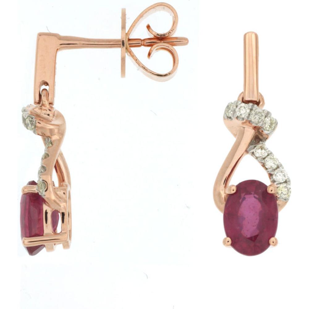 Enchanted 14K Rose Gold Ruby and Diamond Earrings