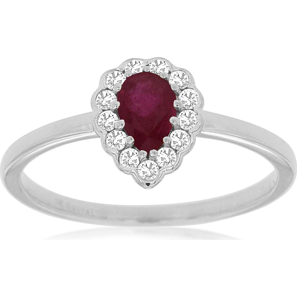 Enchanted 14K White Gold Ruby & Diamond Ring - Timeless Elegance