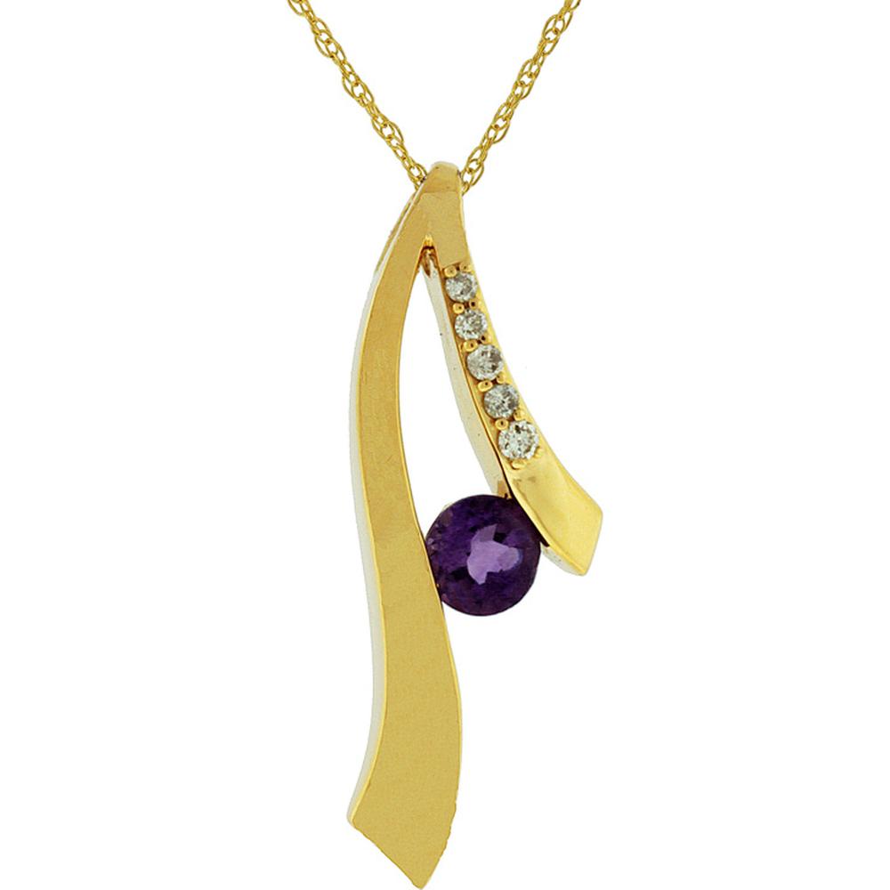 Enchanted 14K Yellow Gold Amethyst & Diamond Pendant