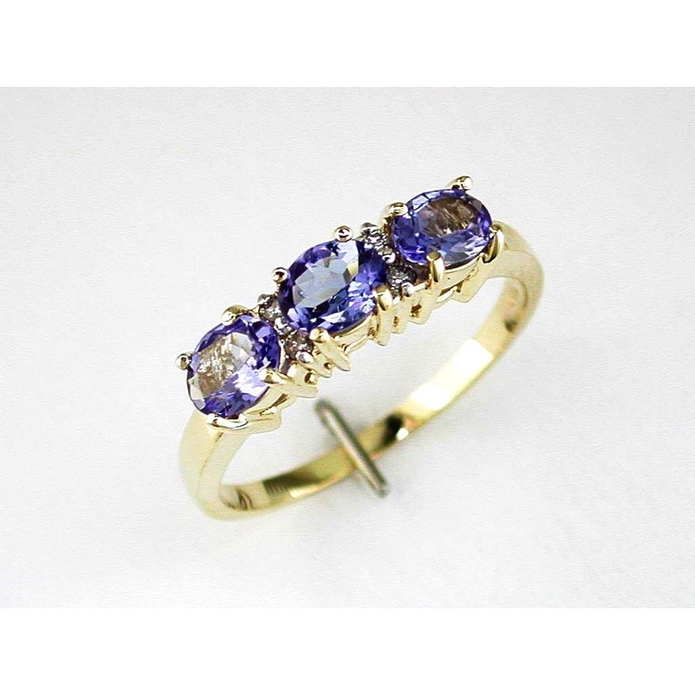 Enchanted 14K Yellow Gold Tanzanite & Diamond Three Stone Ring