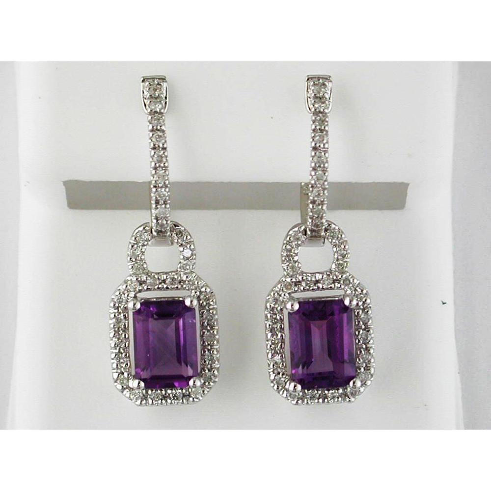 Enchanted Amethyst Blossom Earrings in 14K White Gold