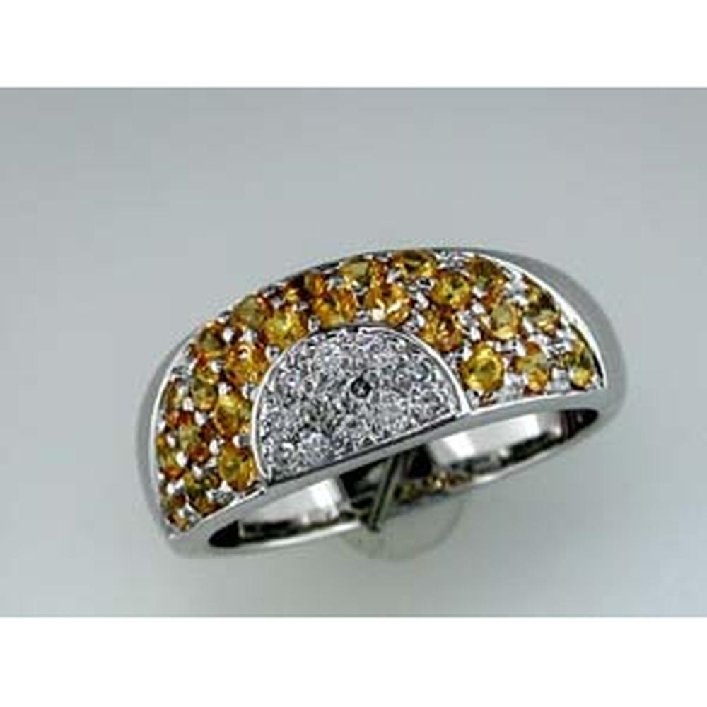 Enchanted Celestial 14K White Gold Yellow Sapphire & Diamond Ring