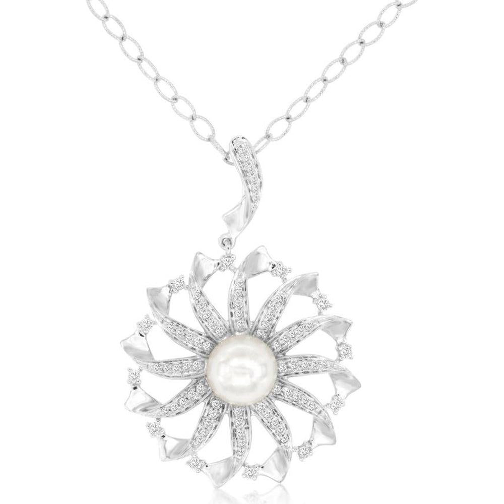 Enchanted Dreams 14K White Gold Pearl & Diamond Pendant