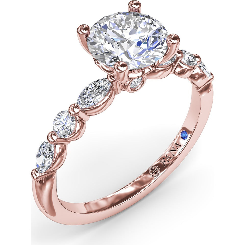 Enchanted Engagement Ring Setting with Alternating Oval and Round Diamonds by Fana - 0.44 Carat Total Diamond Weight