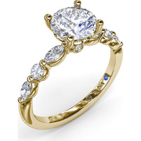 Enchanted Engagement Ring Setting with Alternating Oval and Round Diamonds by Fana - 0.44 Carat Total Diamond Weight