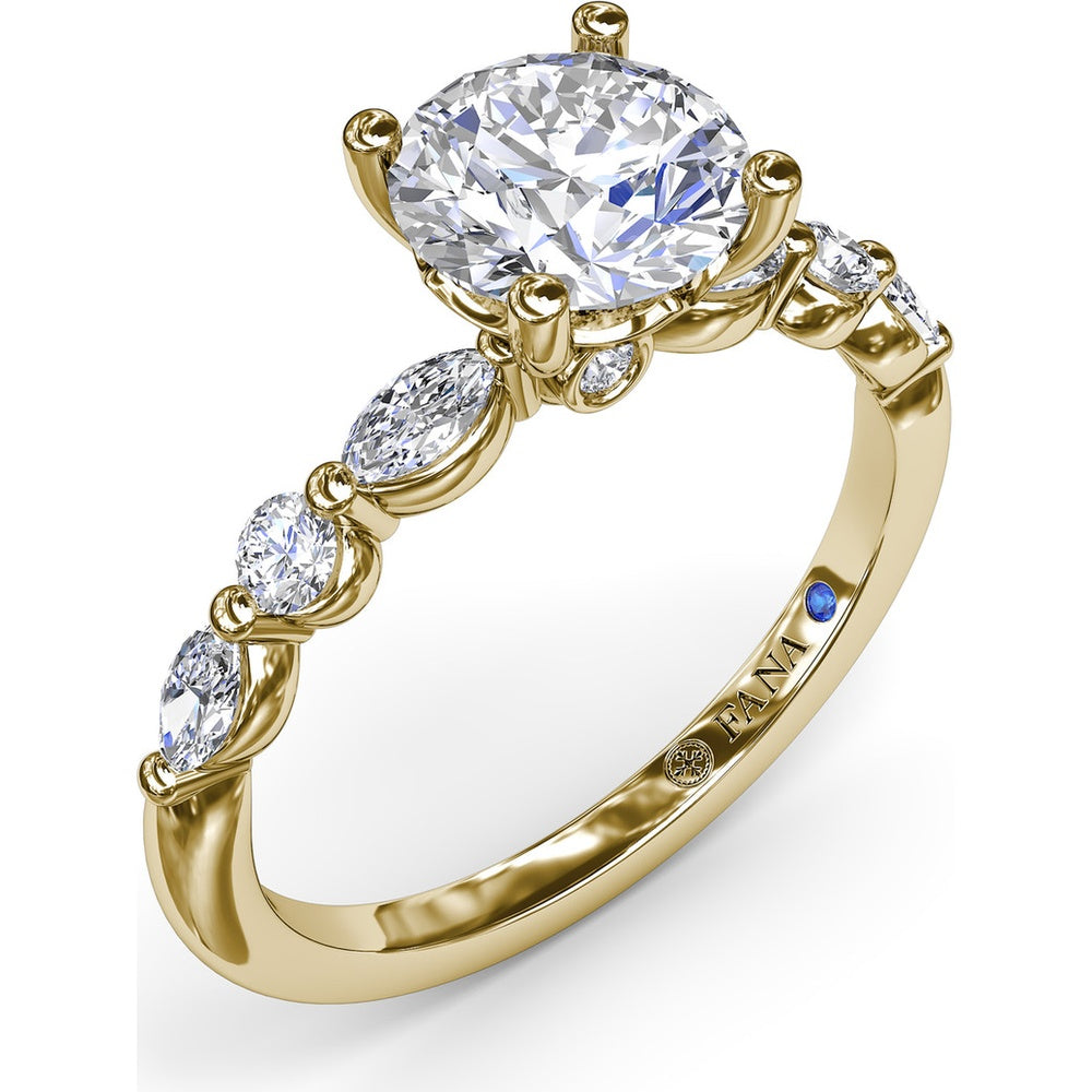 Enchanted Engagement Ring Setting with Alternating Oval and Round Diamonds by Fana - 0.44 Carat Total Diamond Weight