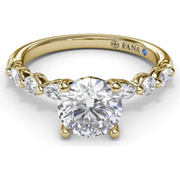 Enchanted Engagement Ring Setting with Alternating Oval and Round Diamonds by Fana - 0.44 Carat Total Diamond Weight