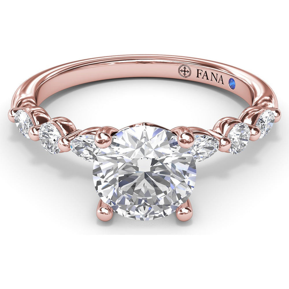 Enchanted Engagement Ring Setting with Alternating Oval and Round Diamonds by Fana - 0.44 Carat Total Diamond Weight