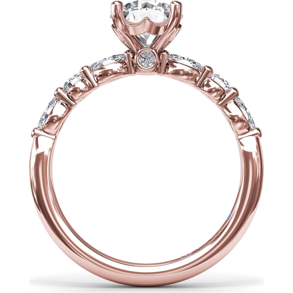 Enchanted Engagement Ring Setting with Alternating Oval and Round Diamonds by Fana - 0.44 Carat Total Diamond Weight