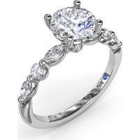 Enchanted Engagement Ring Setting with Alternating Oval and Round Diamonds by Fana - 0.44 Carat Total Diamond Weight