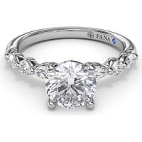 Enchanted Engagement Ring Setting with Alternating Oval and Round Diamonds by Fana - 0.44 Carat Total Diamond Weight