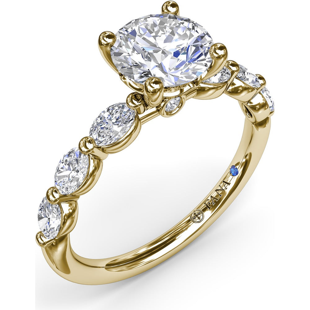 Enchanted Engagement Ring Setting with Six Oval Diamond Accents by Fana - 0.95 Carat Total Diamond Weight