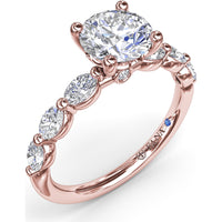 Enchanted Engagement Ring Setting with Six Oval Diamond Accents by Fana - 0.95 Carat Total Diamond Weight