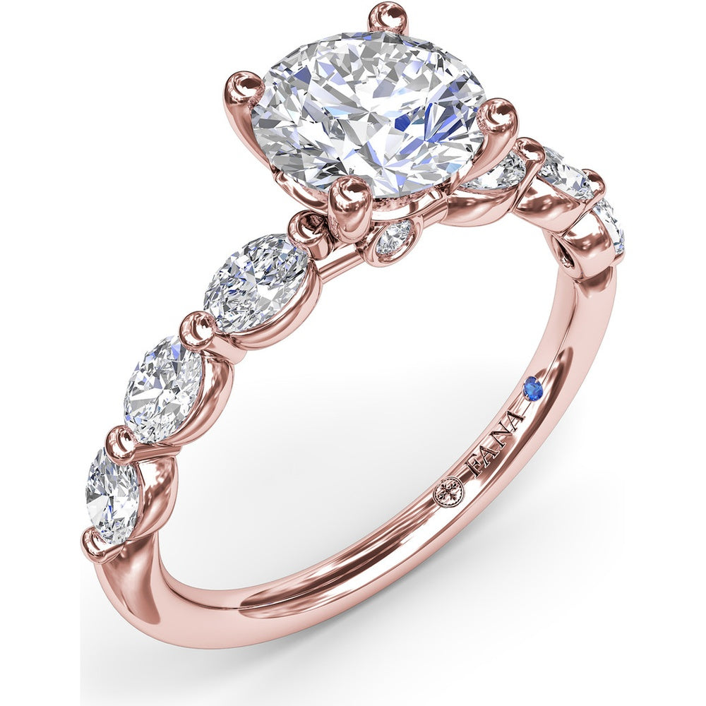 Enchanted Engagement Ring Setting with Six Oval Diamond Accents by Fana - 0.95 Carat Total Diamond Weight