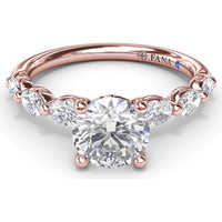 Enchanted Engagement Ring Setting with Six Oval Diamond Accents by Fana - 0.95 Carat Total Diamond Weight