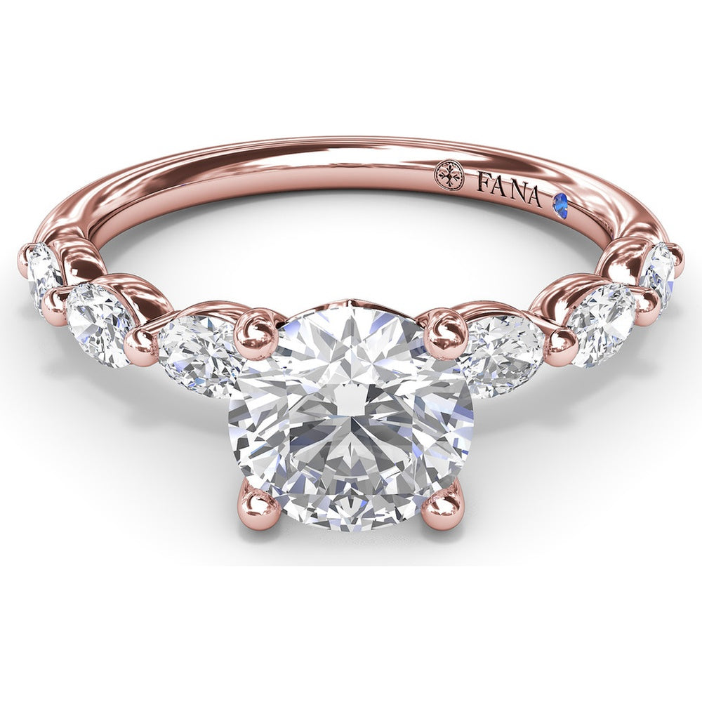Enchanted Engagement Ring Setting with Six Oval Diamond Accents by Fana - 0.95 Carat Total Diamond Weight