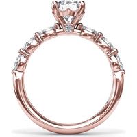 Enchanted Engagement Ring Setting with Six Oval Diamond Accents by Fana - 0.95 Carat Total Diamond Weight