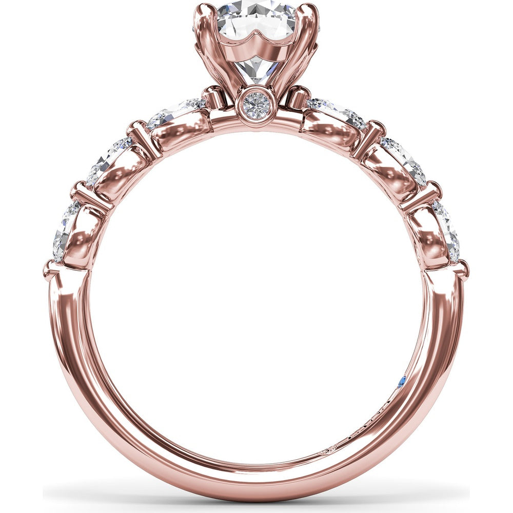 Enchanted Engagement Ring Setting with Six Oval Diamond Accents by Fana - 0.95 Carat Total Diamond Weight