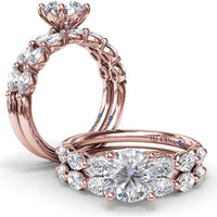 Enchanted Engagement Ring Setting with Six Oval Diamond Accents by Fana - 0.95 Carat Total Diamond Weight