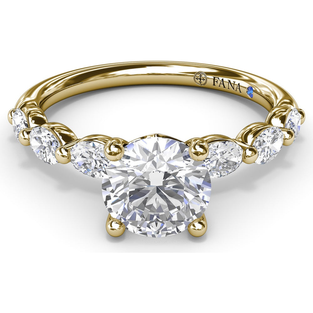 Enchanted Engagement Ring Setting with Six Oval Diamond Accents by Fana - 0.95 Carat Total Diamond Weight
