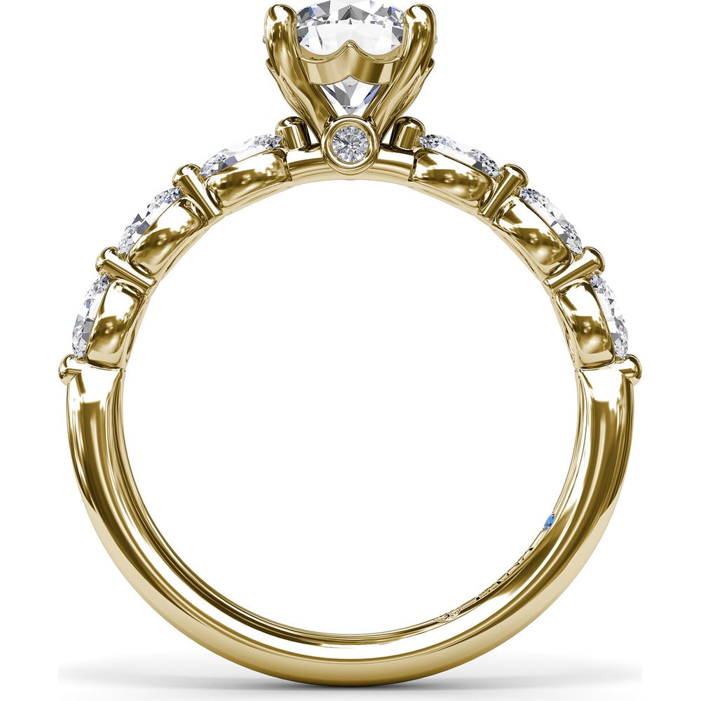 Enchanted Engagement Ring Setting with Six Oval Diamond Accents by Fana - 0.95 Carat Total Diamond Weight