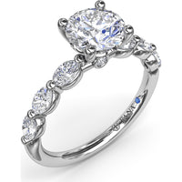 Enchanted Engagement Ring Setting with Six Oval Diamond Accents by Fana - 0.95 Carat Total Diamond Weight